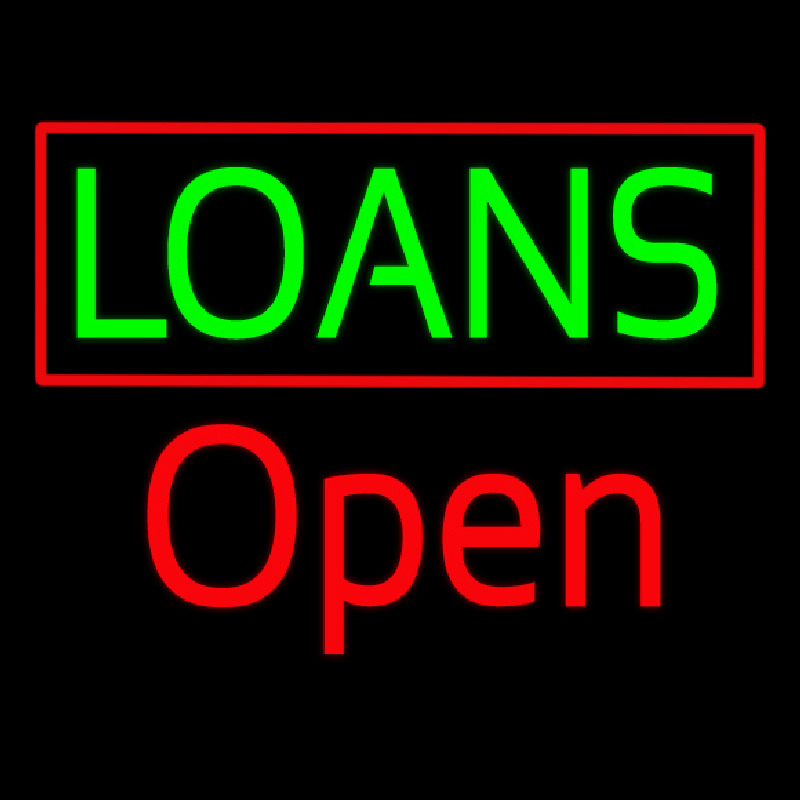 Custom Green Loans Red Border Open Neon Sign USA