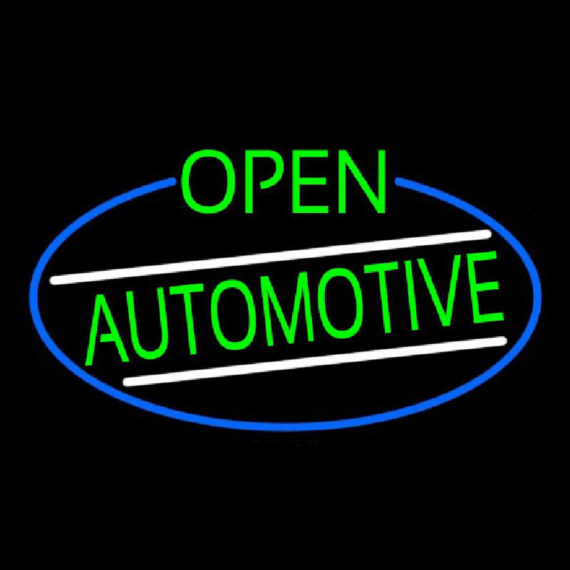 Custom Green Open Automotive Oval With Blue Border Neon Sign USA ...