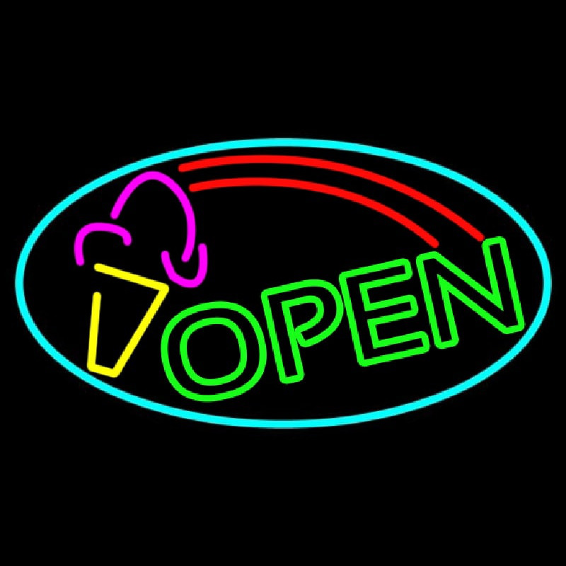 Custom Green Open Ice Cream Cone Neon Sign USA Custom Neon Signs Shop Neon Signs USA