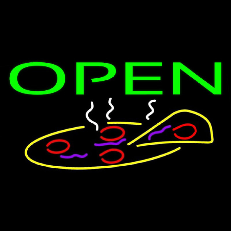 Custom Green Open Pizza Neon Sign USA