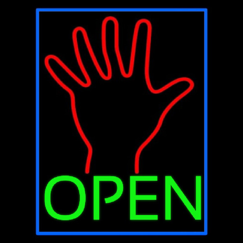 Custom Green Open Psychic Blue Border Neon Sign
