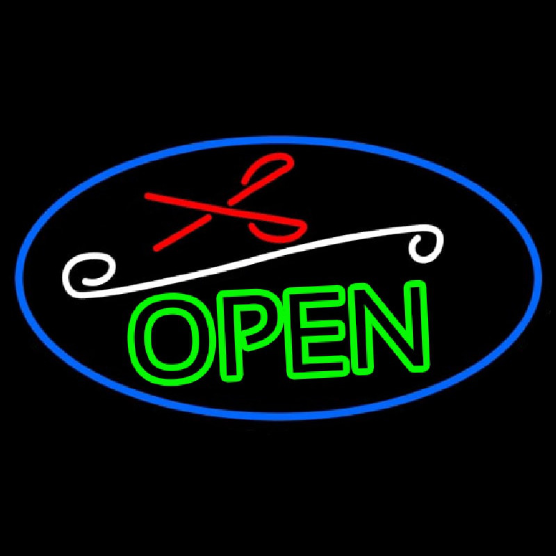 Custom Green Open With Scissor Neon Sign USA