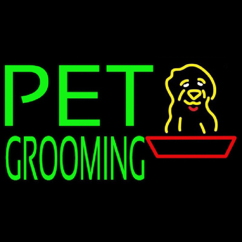 Custom Green Pet Grooming Block 1 Neon Sign USA