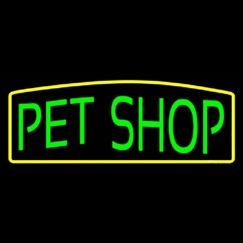 Custom Green Pet Shop Yellow Border Neon Sign USA