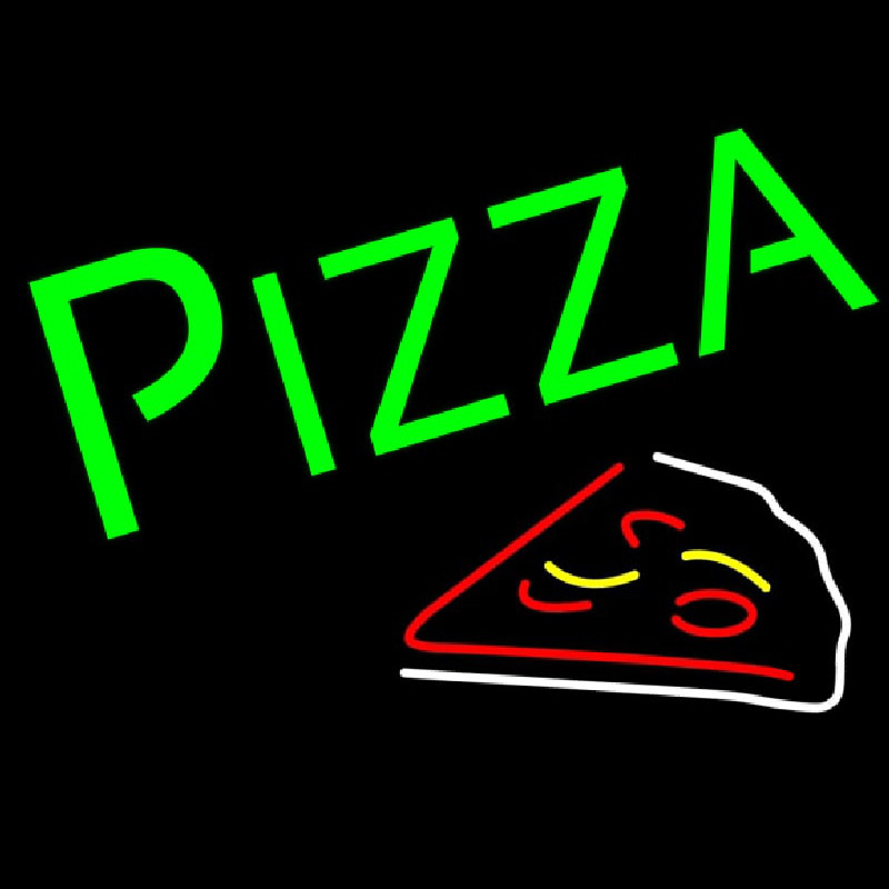 Custom Green Pizza With Slice Neon Sign USA