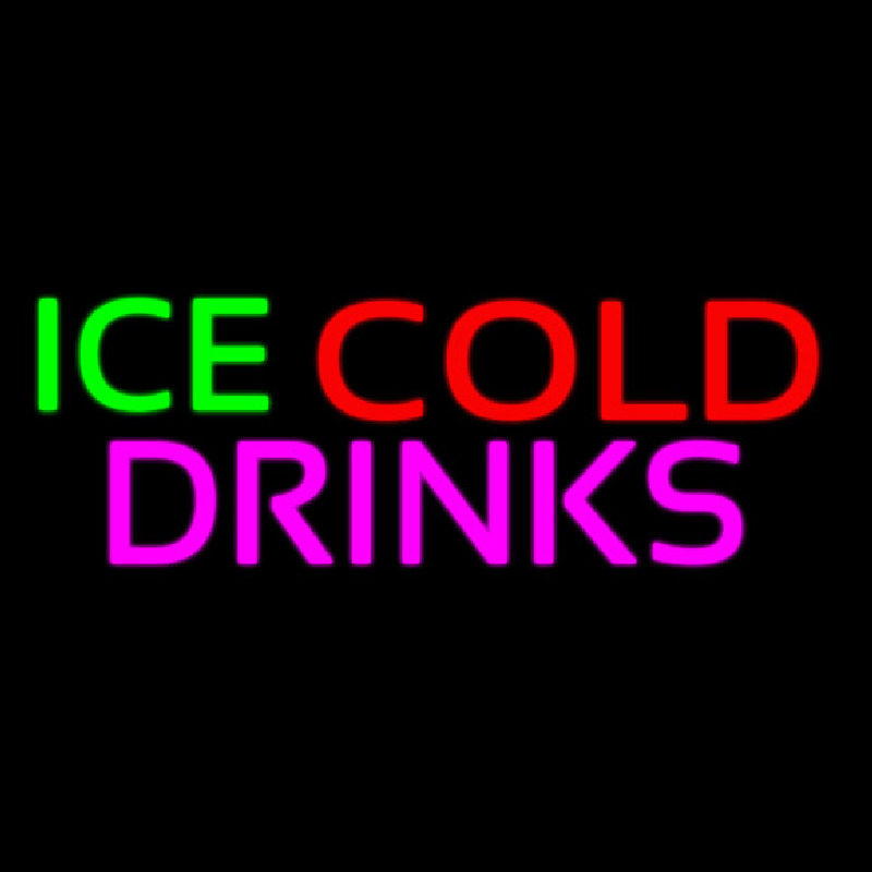 Custom Green Red Ice Cold Drinks Neon Sign USA
