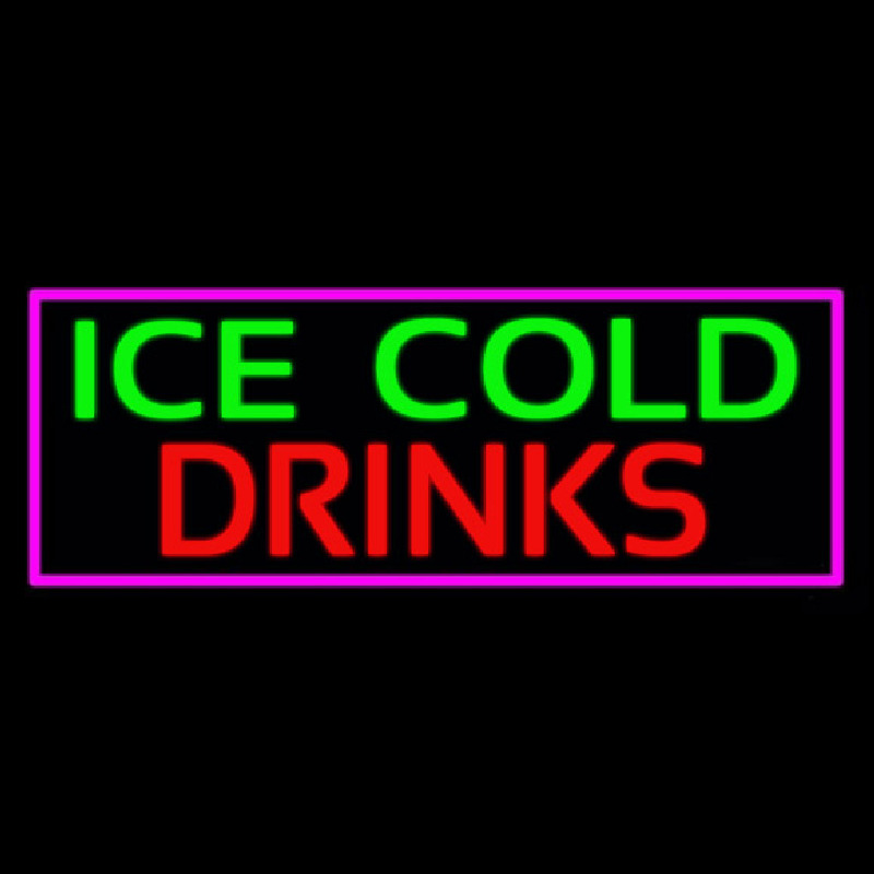 Custom Green Red Ice Cold Drinks Neon Sign USA