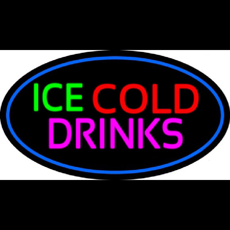Custom Green Red Ice Cold Drinks Neon Sign USA