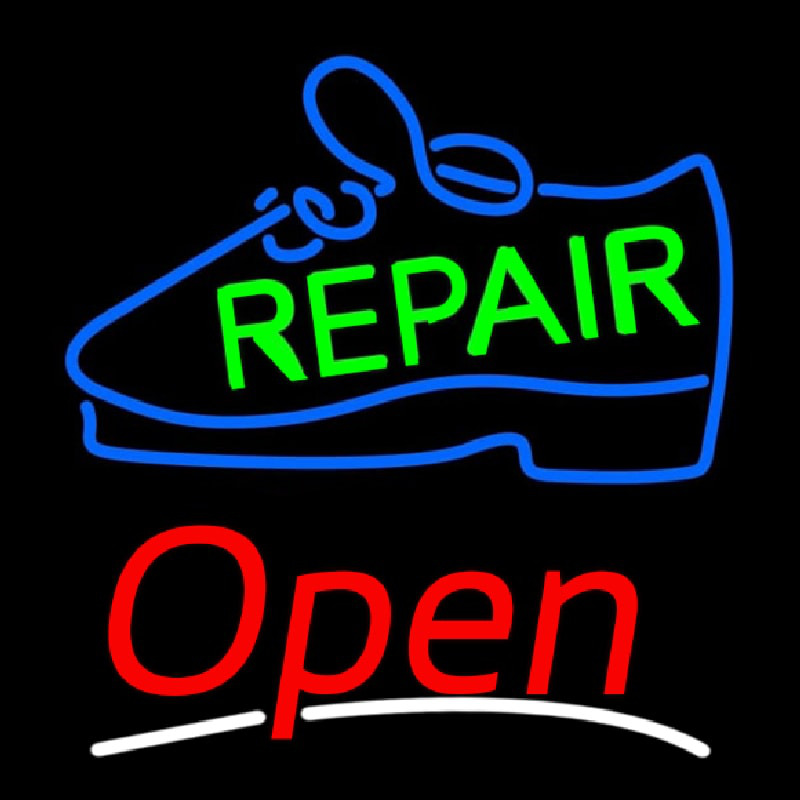 Custom Green Repair Shoe Open Neon Sign