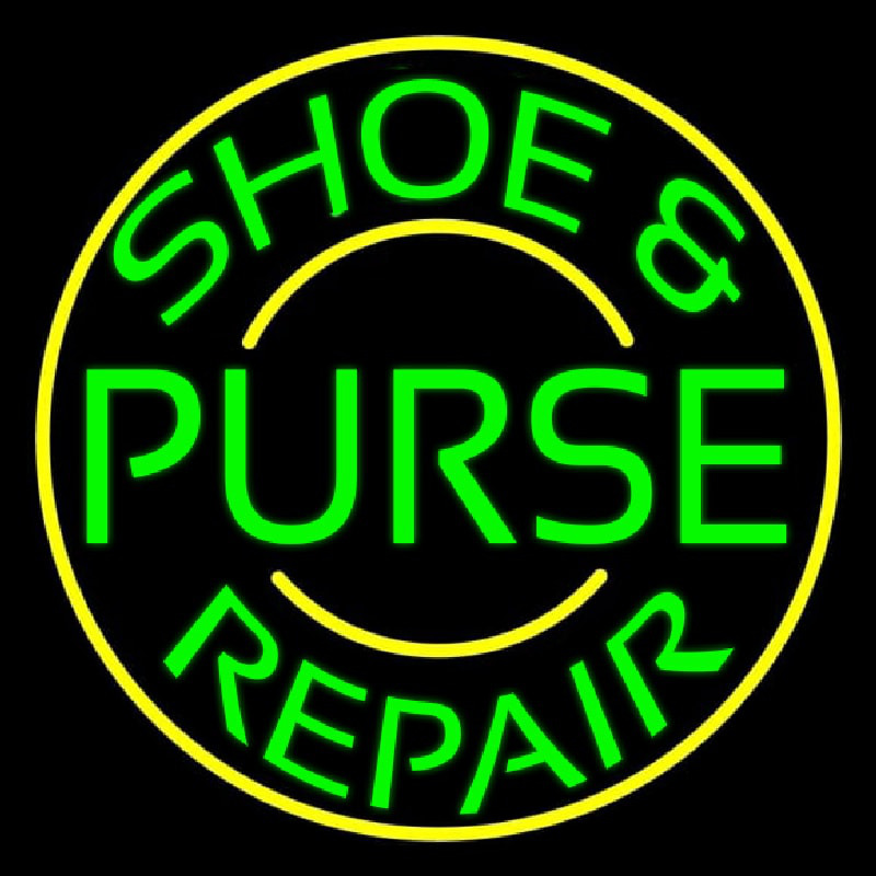Custom Green Shoe And Purse Repair With Border Neon Sign USA