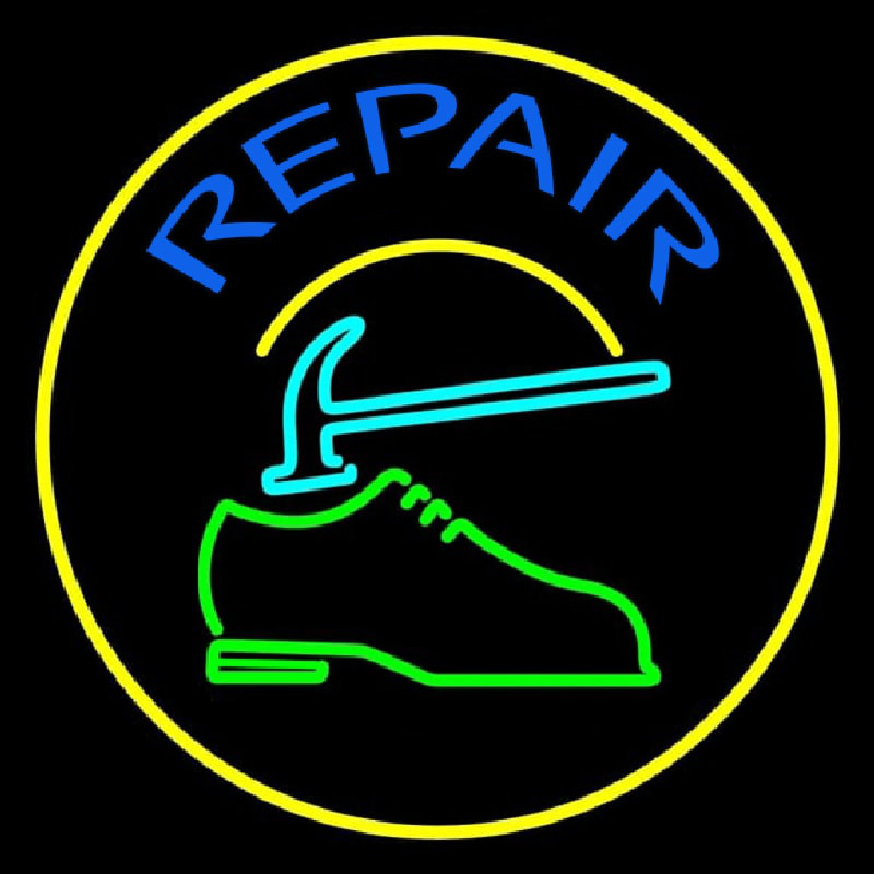 Custom Green Shoe Blue Repair Neon Sign USA