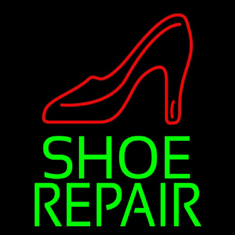 Custom Green Shoe Repair Neon Sign USA