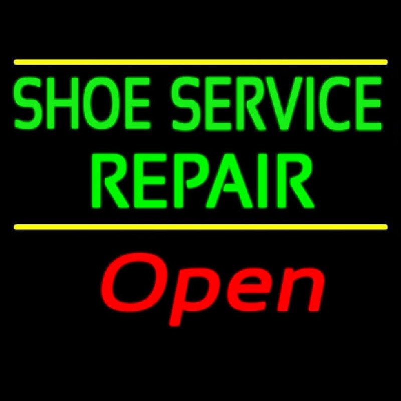Custom Green Shoe Service Repair Open Neon Sign
