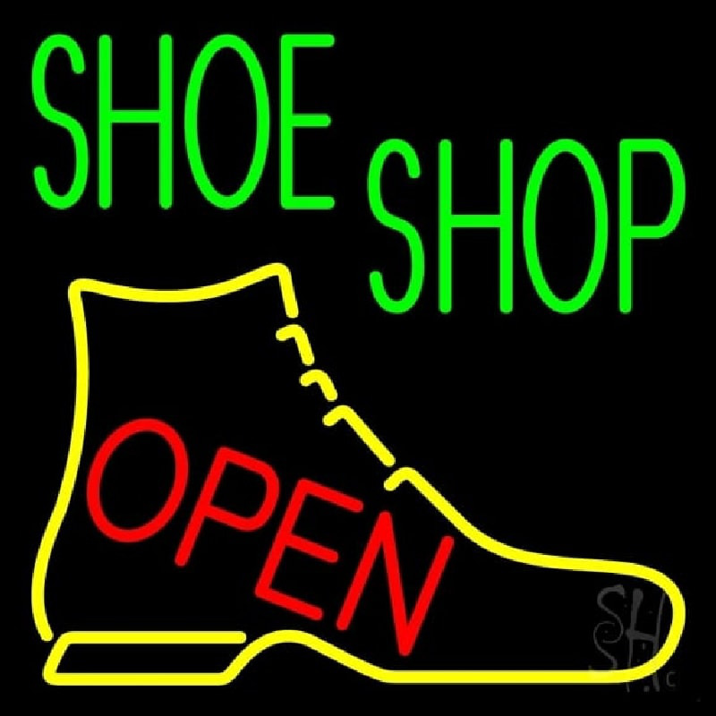Custom Green Shoe Shop Open Neon Sign USA