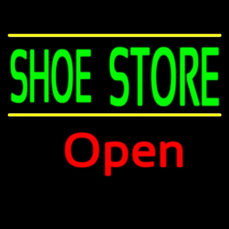 Custom Green Shoe Store Open Neon Sign USA