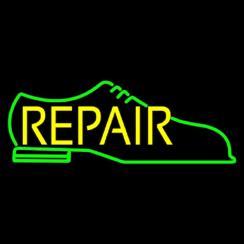Custom Green Shoe Yellow Repair Neon Sign USA