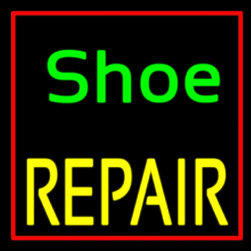 Custom Green Shoe Yellow Repair With Border Neon Sign USA