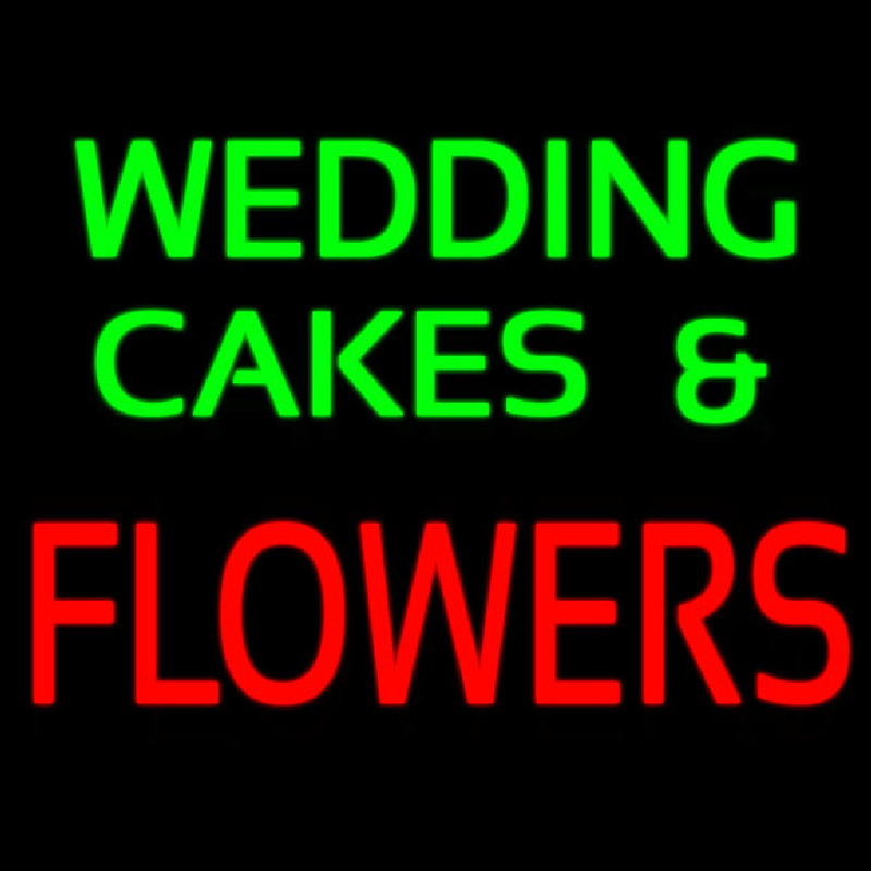 Custom Green Wedding Cakes And Red Flowers Neon Sign USA