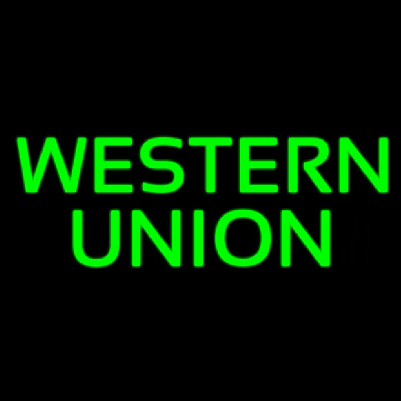 Custom Green Western Union Neon Sign USA