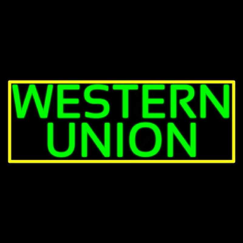 Custom Green Western Union With Green Border Neon Sign USA