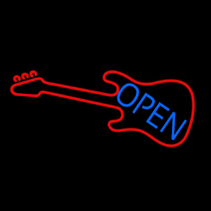 Custom Guitar Blue Open Block 1 Neon Sign USA