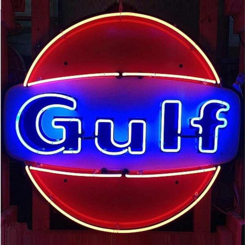 Custom Gulf Gasoline Neon Sign USA