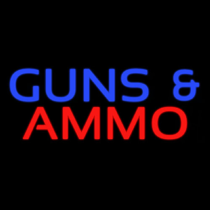Custom Guns And Ammo Neon Sign USA
