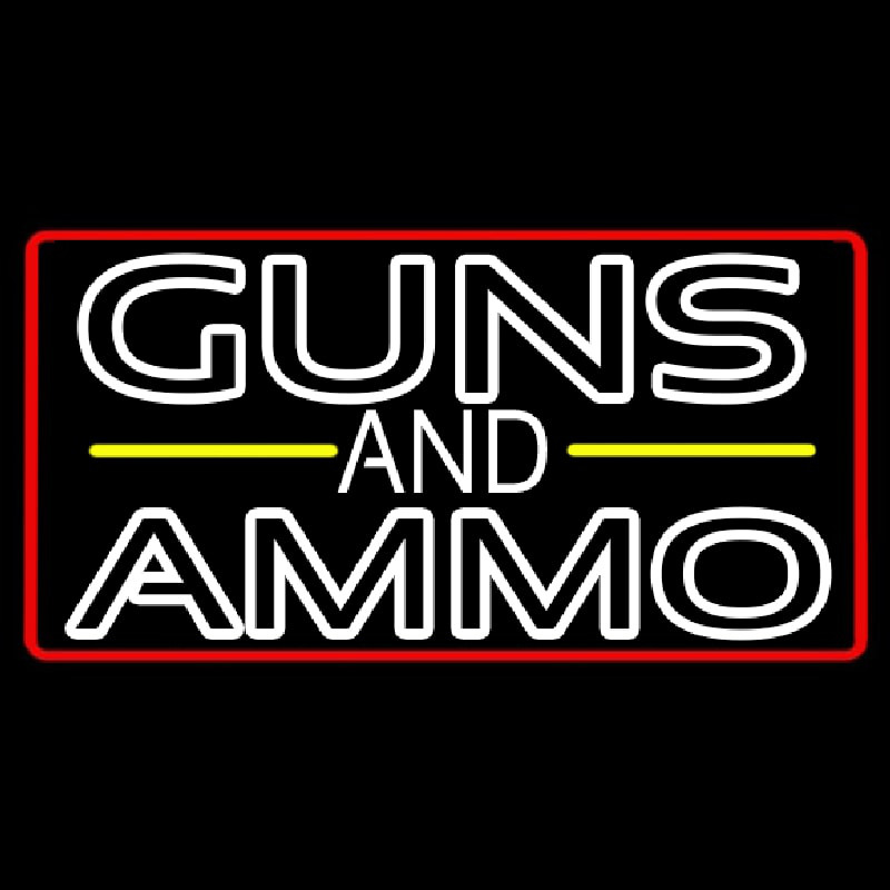 Custom Guns And Ammo Neon Sign USA