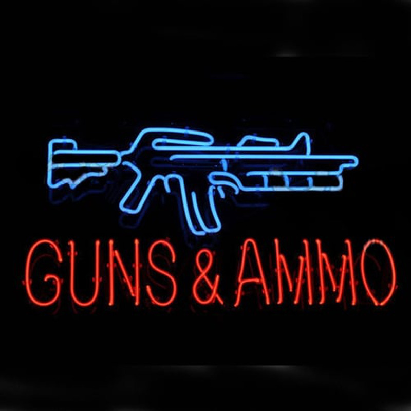 Custom Guns And Ammo Neon Sign USA