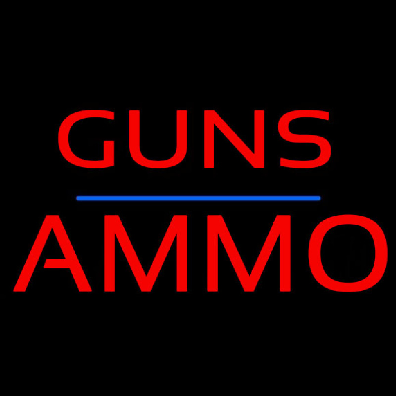 Custom Guns Blue Line Ammo Neon Sign USA
