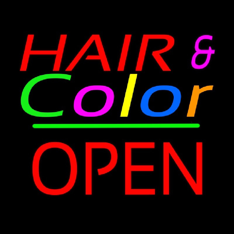 Custom Hair And Color Block Open Green Line Neon Sign USA