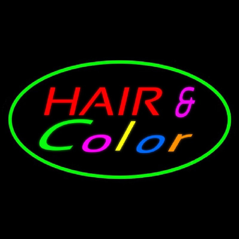 Custom Hair And Color Oval Green Neon Sign USA
