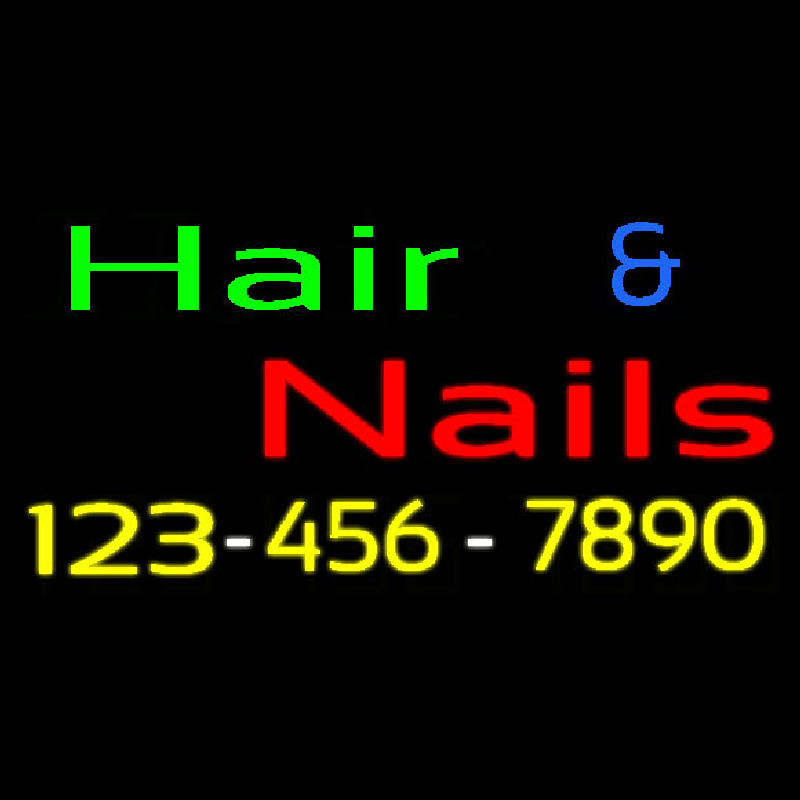 Custom Hair And Nails With Number Neon Sign USA
