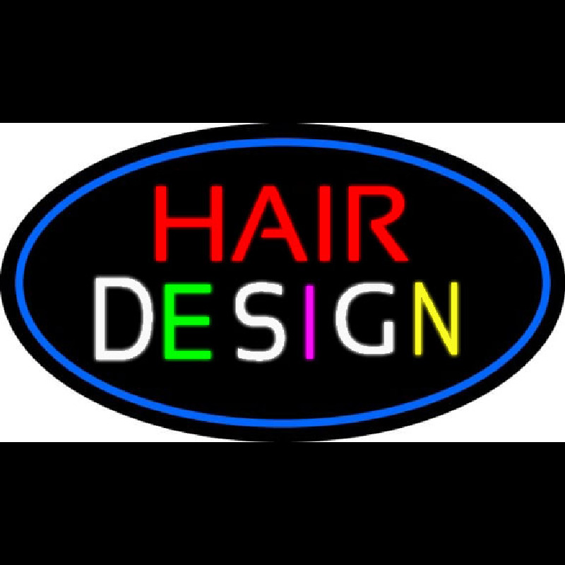 Custom Hair Design With Blue Border Neon Sign USA
