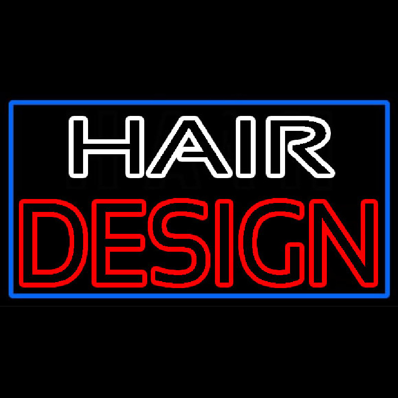 Custom Hair Design With Blue Border Neon Sign USA