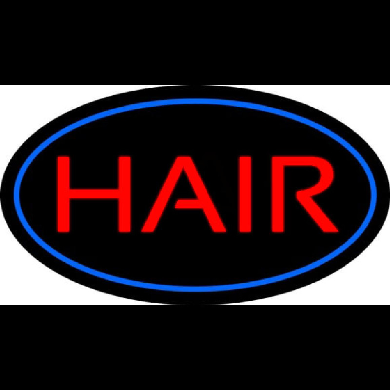 Custom Hair Oval Blue Neon Sign USA