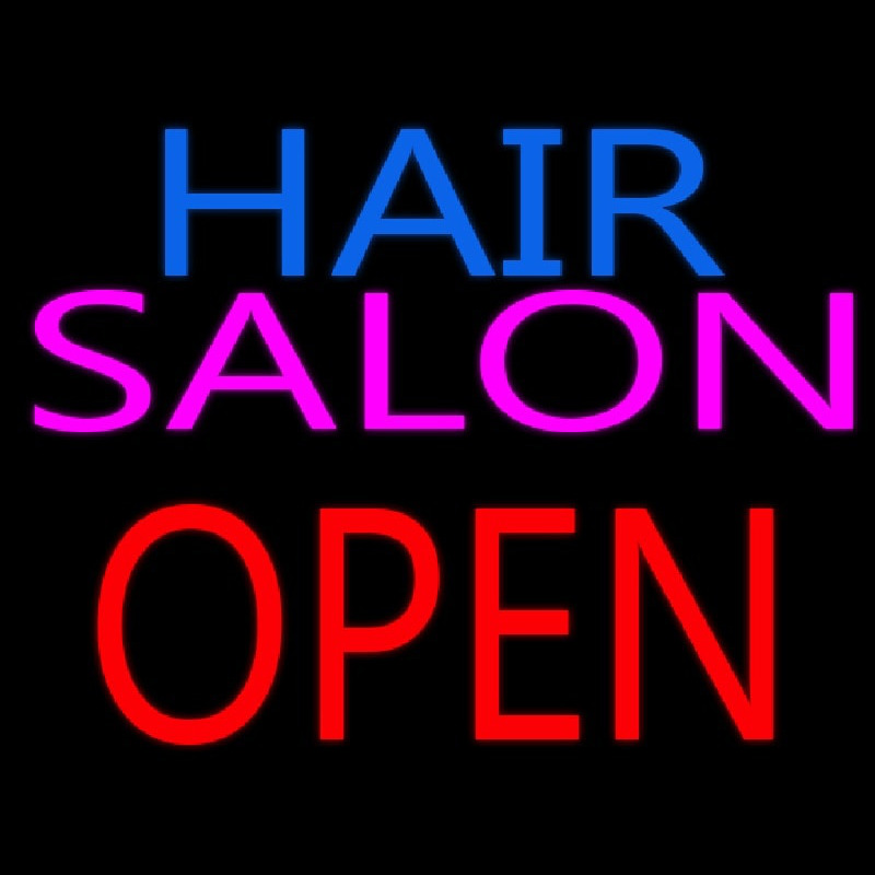Custom Hair Salon Block Open Neon Sign USA