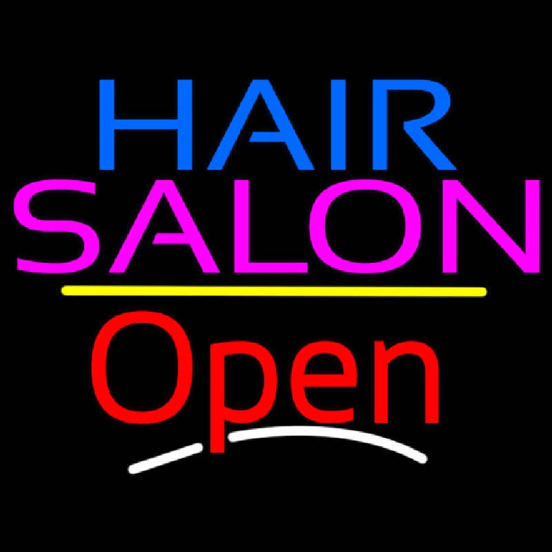 Custom Hair Salon Open Yellow Line Neon Sign USA