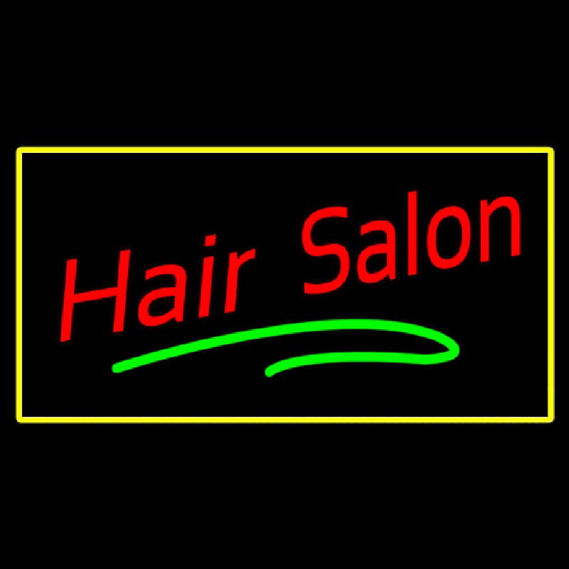 Custom Hair Salon Rectangle Yellow Neon Sign USA