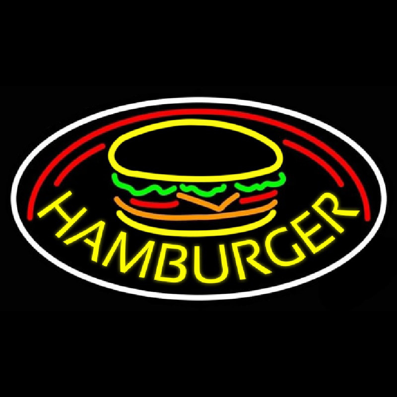 Custom Hamburgers With Logo Oval Neon Sign USA