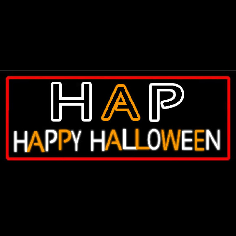 Custom Happy Halloween Block With Red Border Neon Sign USA