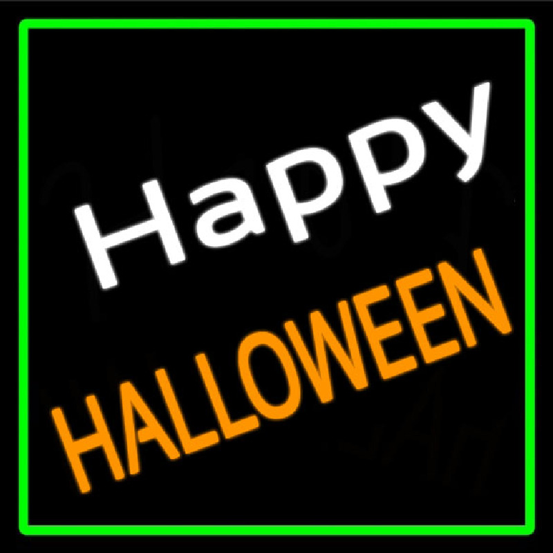 Custom Happy Halloween With Green Border Neon Sign USA
