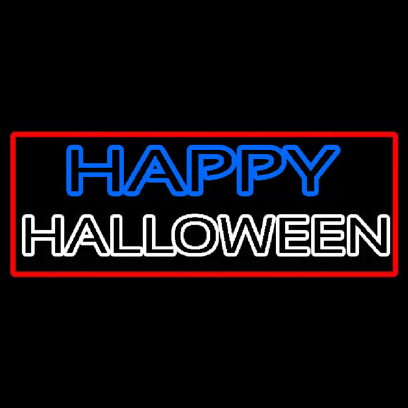 Custom Happy Halloween With Red Border Neon Sign USA