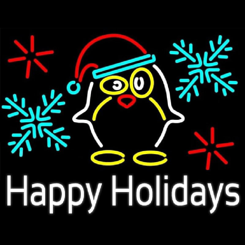 Custom Happy Holidays With Snow Man Logo Neon Sign USA