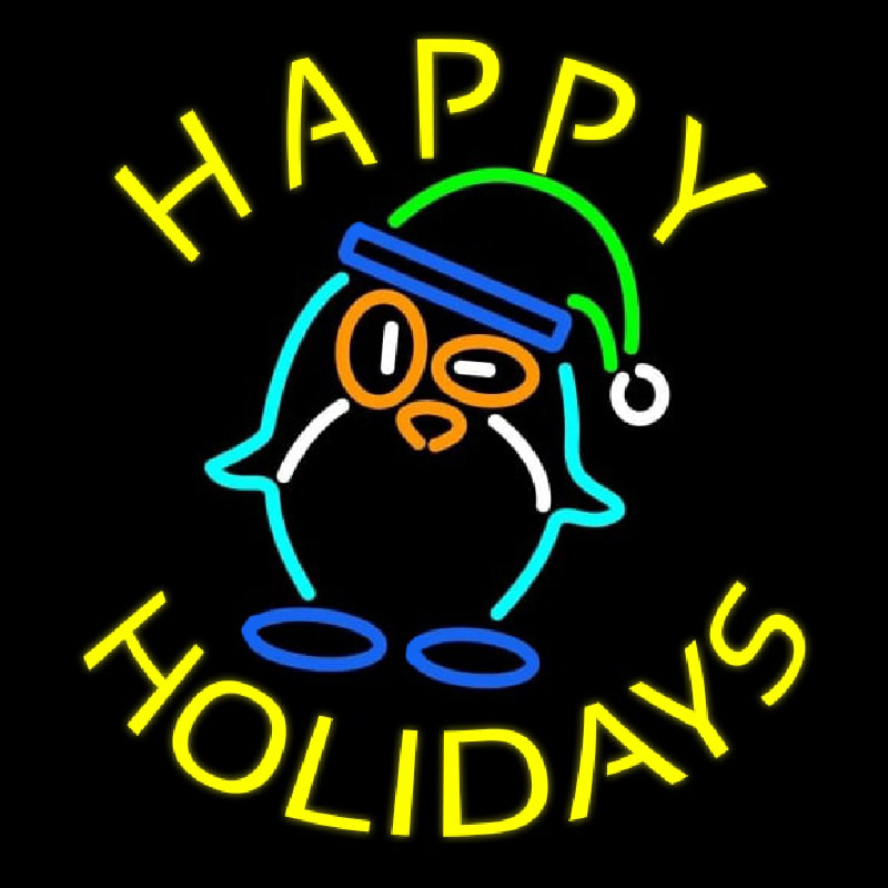Custom Happy Holidays With Snow Man Logo Neon Sign USA