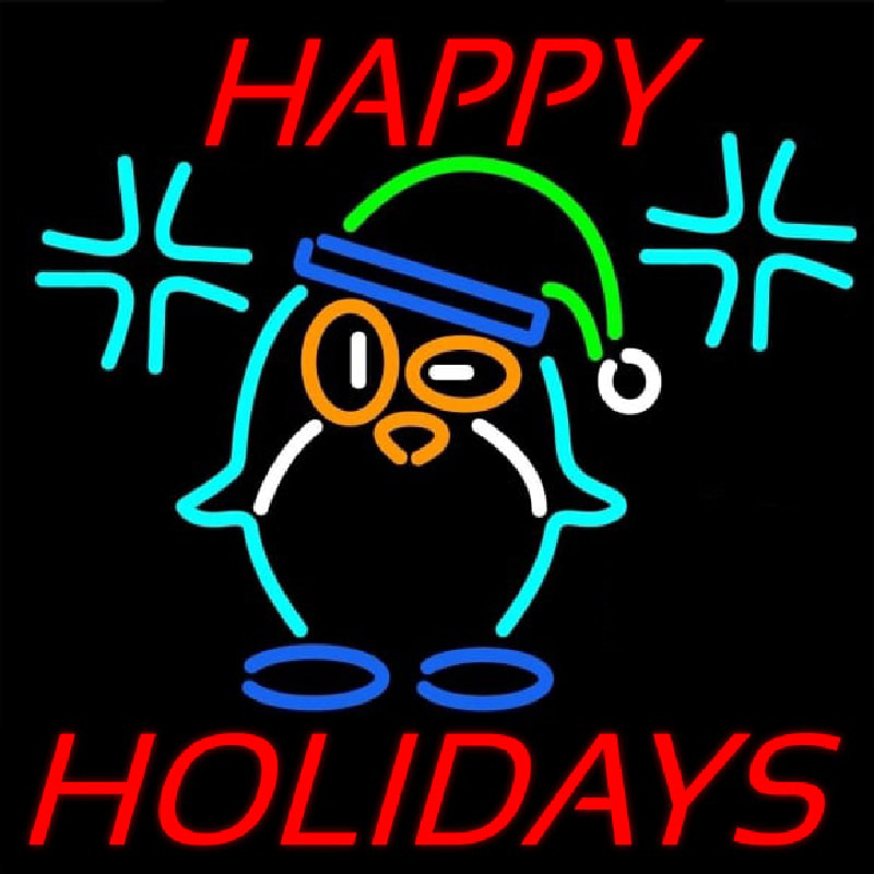 Custom Happy Holidays With Snow Man Logo Neon Sign USA