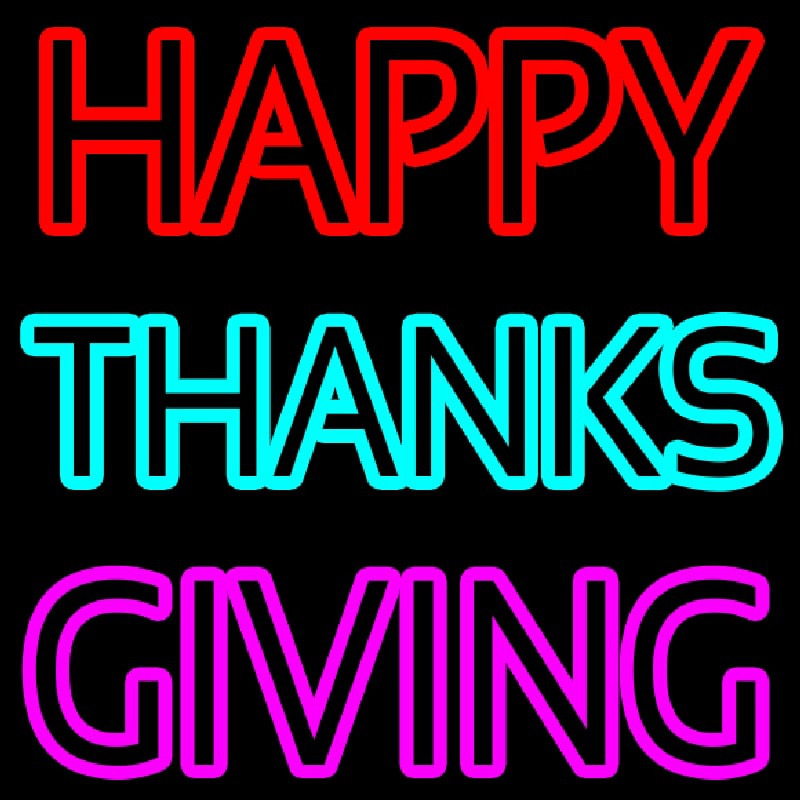 Custom Happy Thanksgiving Block Neon Sign USA