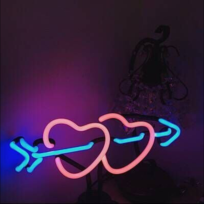 Custom Heart In Arrow Desktop Neon Sign