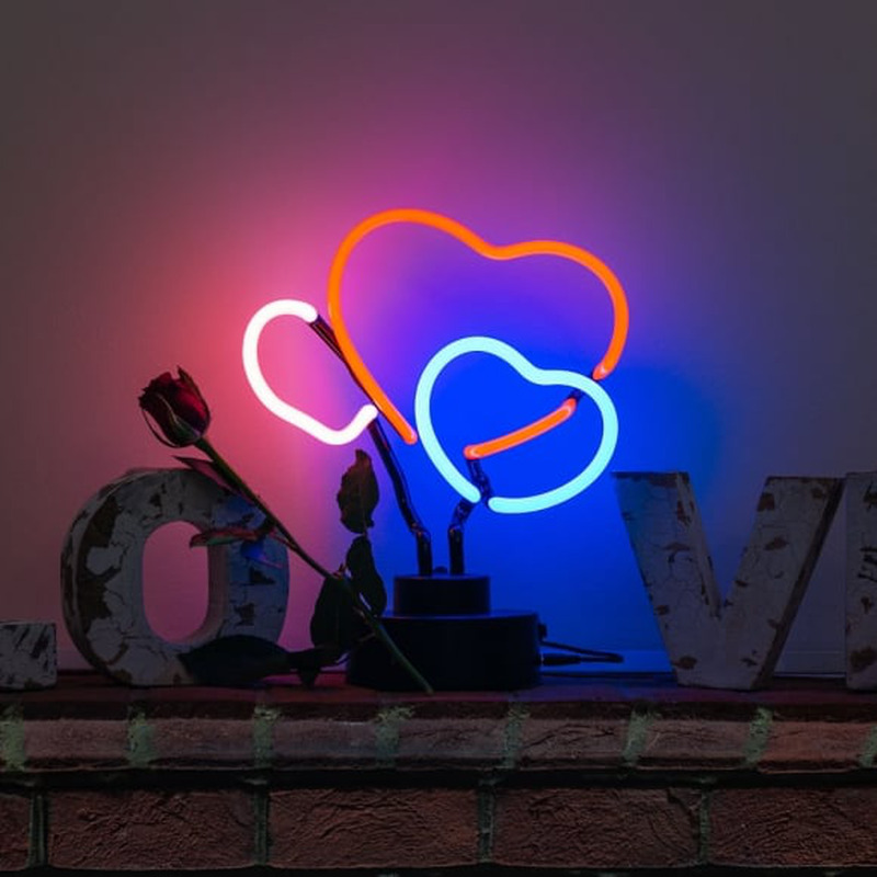 Custom Hearts Desktop Neon Sign