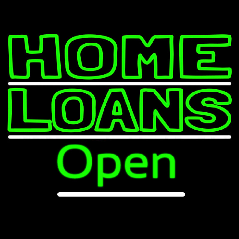 Custom Home Loans Open Neon Sign USA